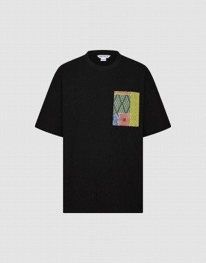 Black Men's Urban Revivo Printed Straight T Shirts | DGM4031UC