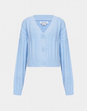 Blue Women's Urban Revivo Cable Knit Button Up Cardigan | SHI2768LF