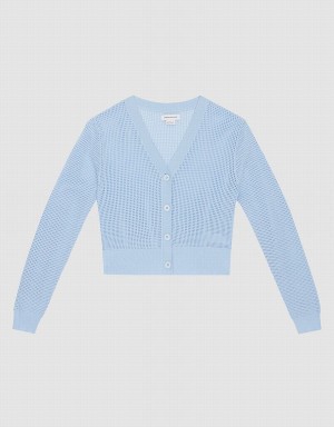 Blue Women's Urban Revivo Knitted Button Up Cardigan | NMU51QR