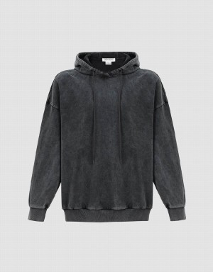 Dark Grey Men's Urban Revivo Straight Hooded Sweatshirts | ZPZ6327OS