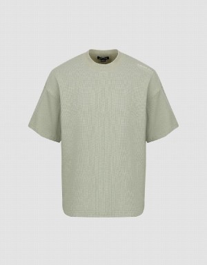 Green Men's Urban Revivo Loose Knitted T Shirts | FHY4457WT