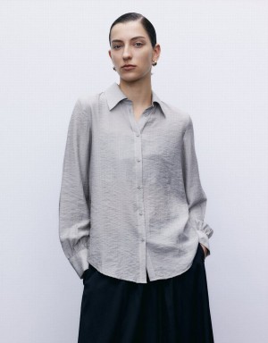 Light Grey Women's Urban Revivo 2 In 1 Button Up Shirts | XNA3452KT