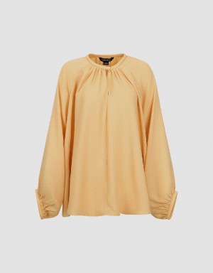 Orange Women's Urban Revivo Raglan Sleeve Crew Neck Overhead Blouse | GOX10083NU