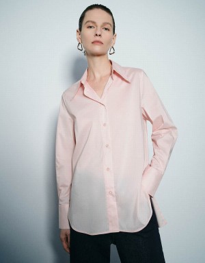 Pink Women's Urban Revivo Button Up Straight Shirts | NYJ8179ID