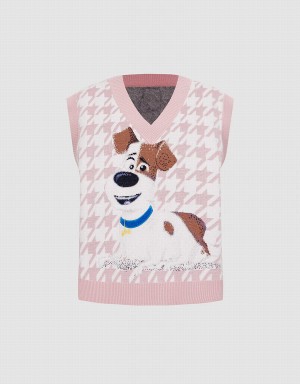 Pink Women's Urban Revivo The Secret Life Of Pets Houndstooth Tank Top | YBU1319OK