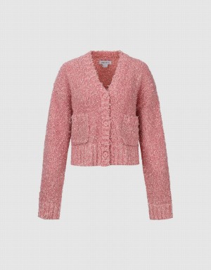 Pink Women's Urban Revivo V-Neck Knitted Cardigan | ZVR678VD