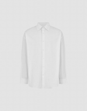 White Men's Urban Revivo Button Up Loose Shirts | SEX6212TZ