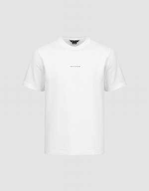 White Men's Urban Revivo Crew Neck Straight T Shirts | BZE9279MS