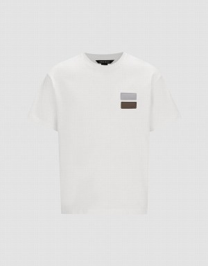 White Men's Urban Revivo Short Sleeve Straight T Shirts | HTC885WD