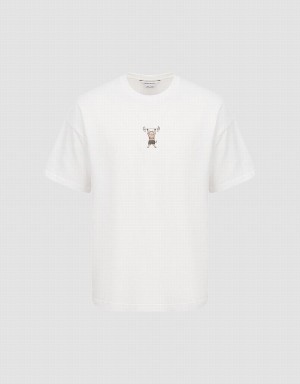 White Men's Urban Revivo Vogue T Shirts | JBF9820RC