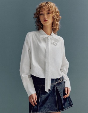 White Women's Urban Revivo Loose A-Line Shirts | XTD977EP