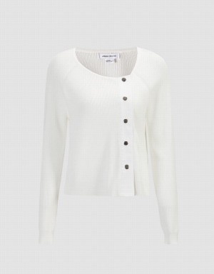 White Women's Urban Revivo Plain Button Up Cardigan | HBY6247CO