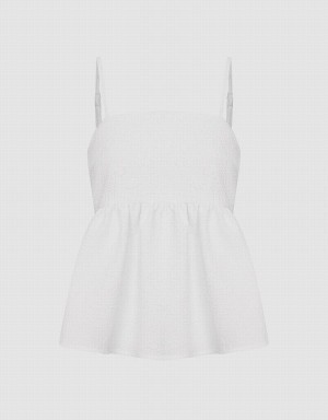 White Women's Urban Revivo Ruffle Hem Cami Tank Top | QYH699KY