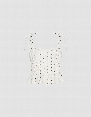 White Women's Urban Revivo Square-Cut Collar Cami Top Blouse | QPJ3437KZ