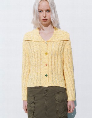 Yellow Women's Urban Revivo Colorful Buttons Straight Knitted Cardigan | ZGM5859NG