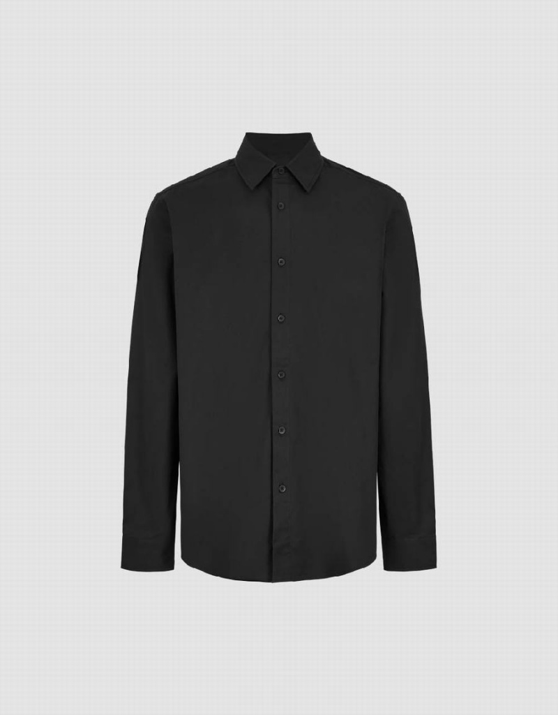 Black Men's Urban Revivo Button Up Straight Shirts | DOL2959SP