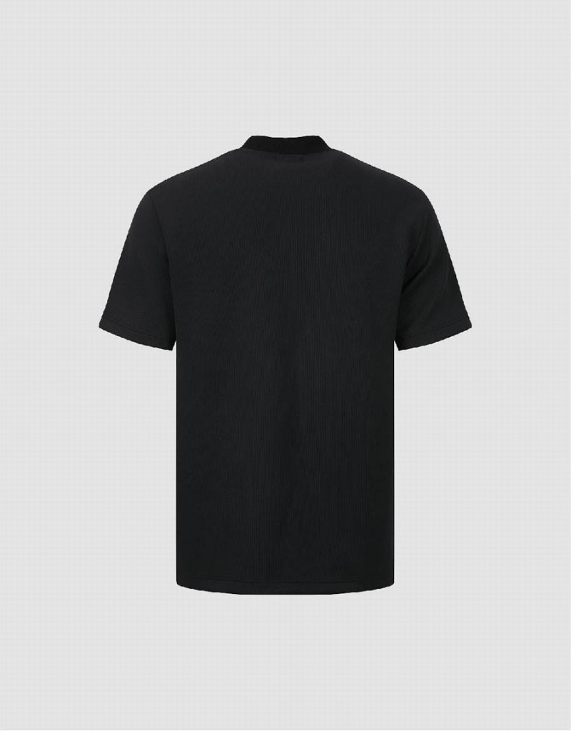 Black Men's Urban Revivo Crew Neck Straight T Shirts | RZI283TN