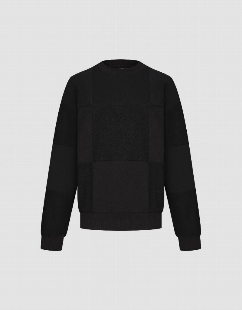 Black Men's Urban Revivo Crew Neck Sweatshirts | LLF358UA