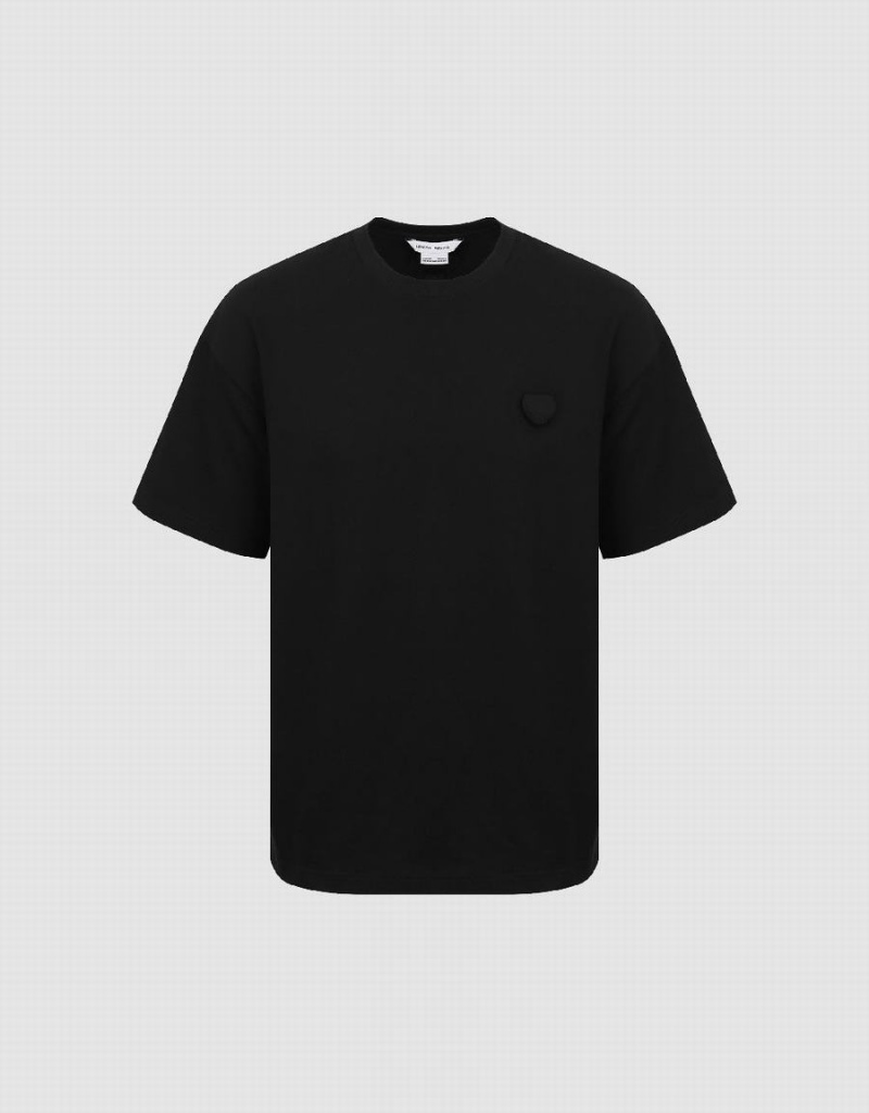 Black Men's Urban Revivo Loose T Shirts | XKZ355GE