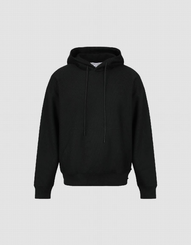 Black Men's Urban Revivo Oversized Hooded Sweatshirts | FZB6263EH