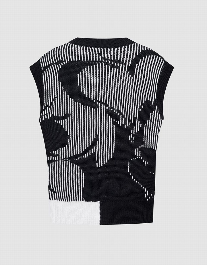 Black Women's Urban Revivo Abstract Pattern Tank Top | AHR6650EB