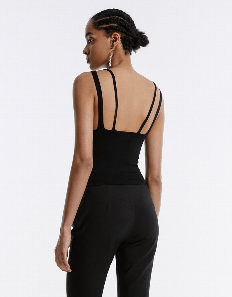 Black Women's Urban Revivo Combination Camisole Tank Top | OWS7096MB