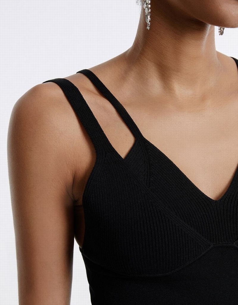 Black Women's Urban Revivo Combination Camisole Tank Top | OWS7096MB