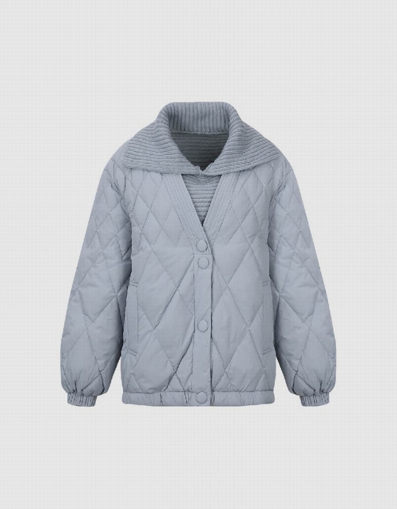 Blue Women's Urban Revivo Straight Down Jackets | YMH8129SB