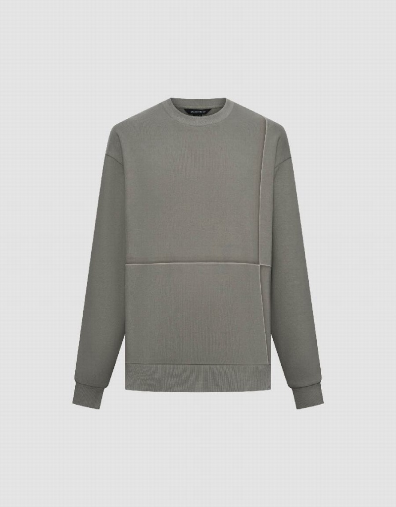 Dark Grey Men's Urban Revivo Crew Neck Straight Sweatshirts | NDQ9942IU