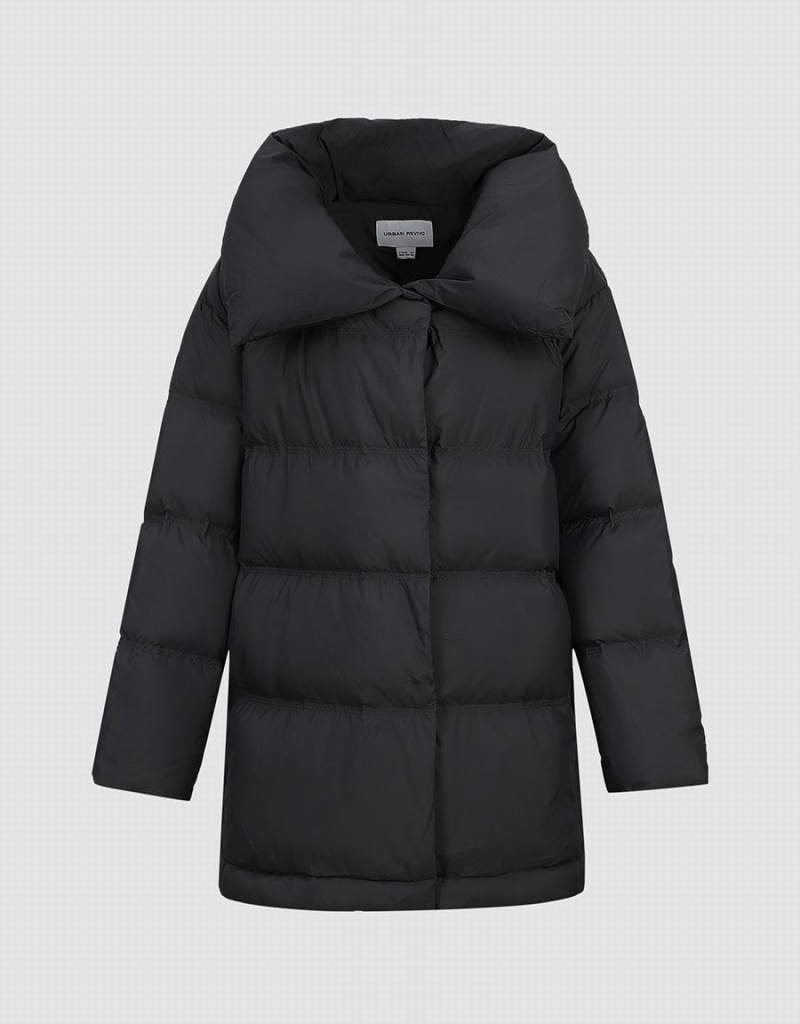 Dark Grey Women's Urban Revivo Stand Collar Puffer Jacket | MJI1057GL