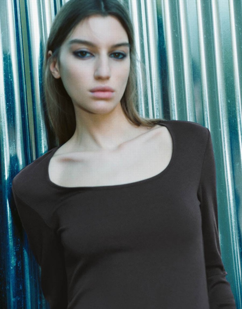 Dark Grey Women's Urban Revivo U Neck Knitted T Shirts | ARP9829SI