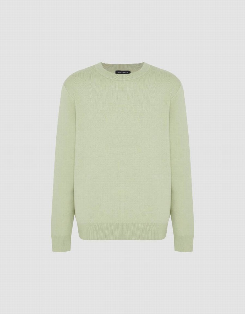 Green Men's Urban Revivo Crew Neck Knitted Cardigan | YTD556LA