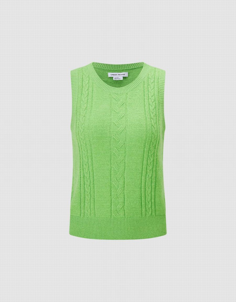 Green Women's Urban Revivo Knitted Tank Top | ZVN3482QA