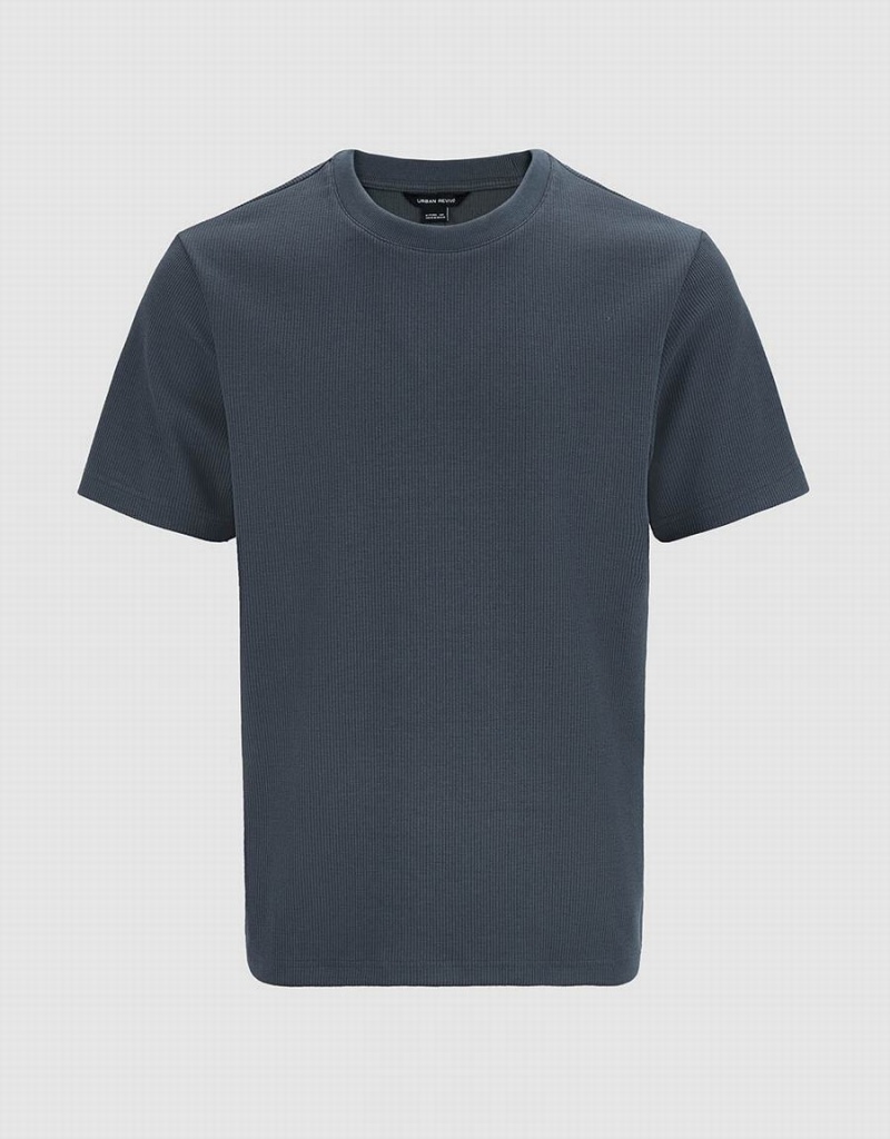 Grey Men's Urban Revivo Crew Neck Straight T Shirts | LNR2255WI