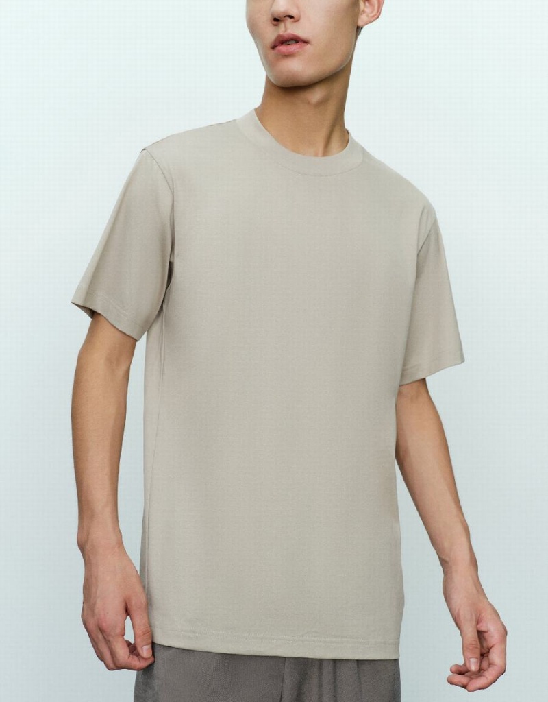 Grey Men's Urban Revivo Drop Shoulder Sleeve Crew Neck T Shirts | XSX8090EY