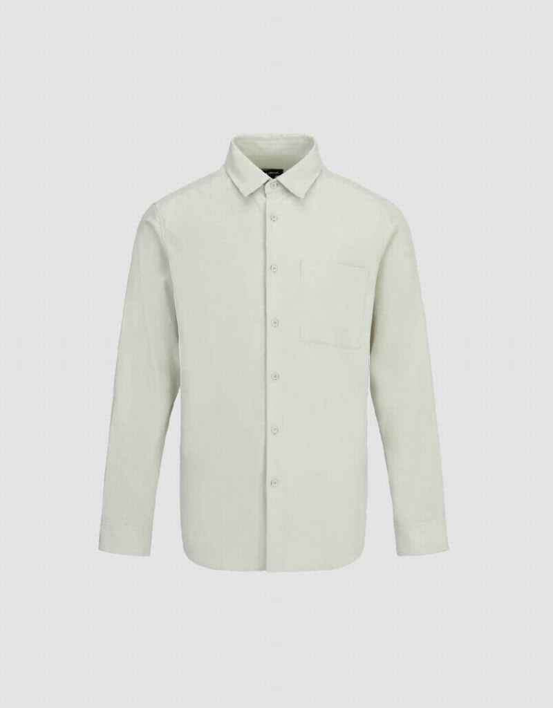 Khaki Men's Urban Revivo Button Up Shirts | JAE112ZB