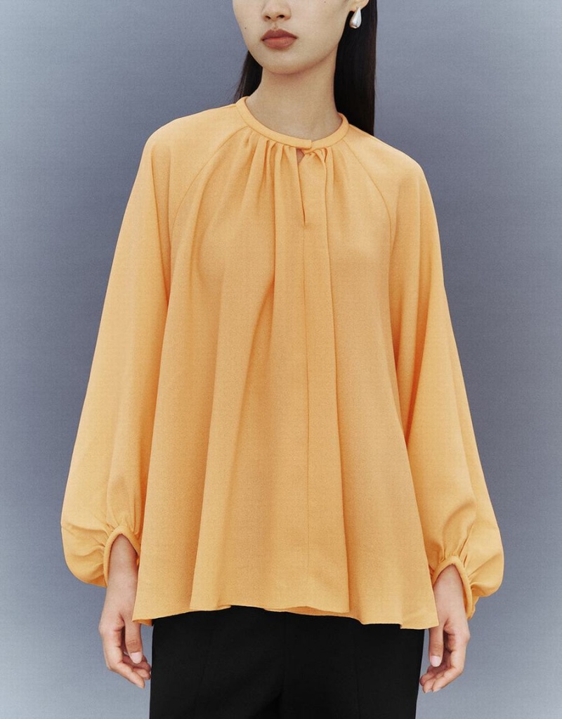 Orange Women's Urban Revivo Raglan Sleeve Crew Neck Overhead Blouse | GOX10083NU