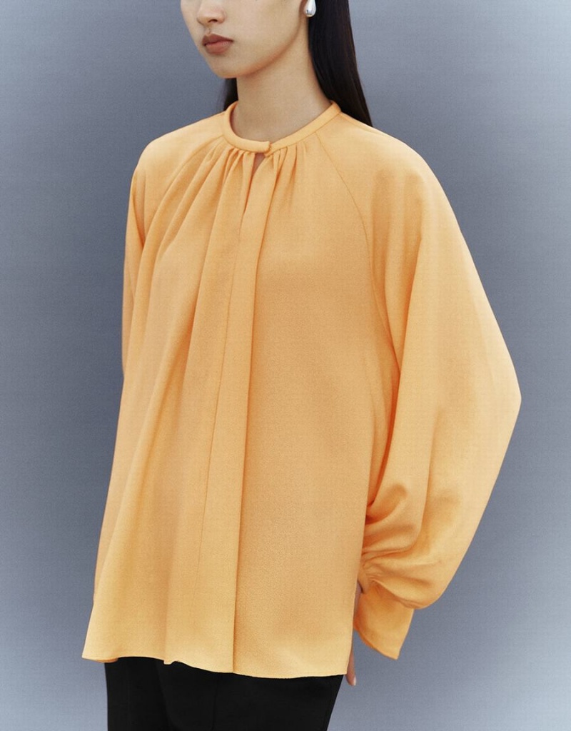 Orange Women's Urban Revivo Raglan Sleeve Crew Neck Overhead Blouse | GOX10083NU