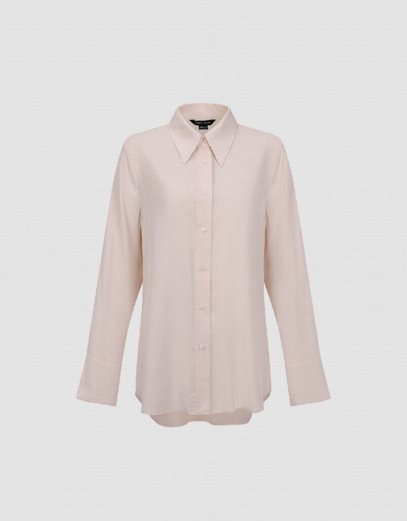 Pink Women's Urban Revivo Button Up Straight Shirts | CEO8230NV