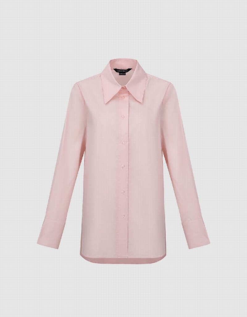 Pink Women's Urban Revivo Button Up Straight Shirts | NYJ8179ID