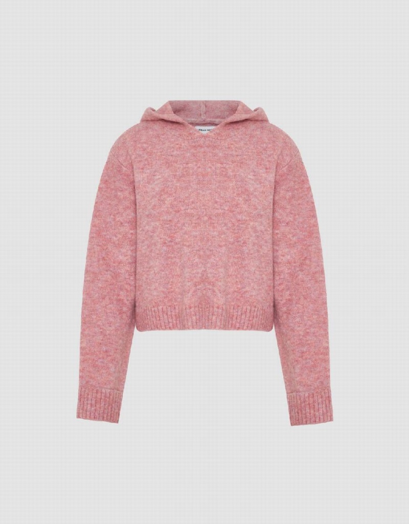 Pink Women's Urban Revivo Hooded Loose Knitted Cardigan | SRK1162WJ