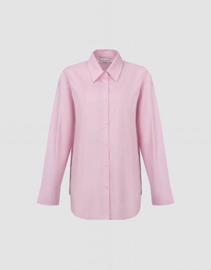 Pink Women's Urban Revivo Standard Sleeve Button Up Shirts | UCU2314SD