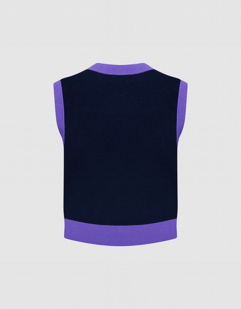 Purple Green Black Women's Urban Revivo Color Block Tank Top | ARZ2537RQ