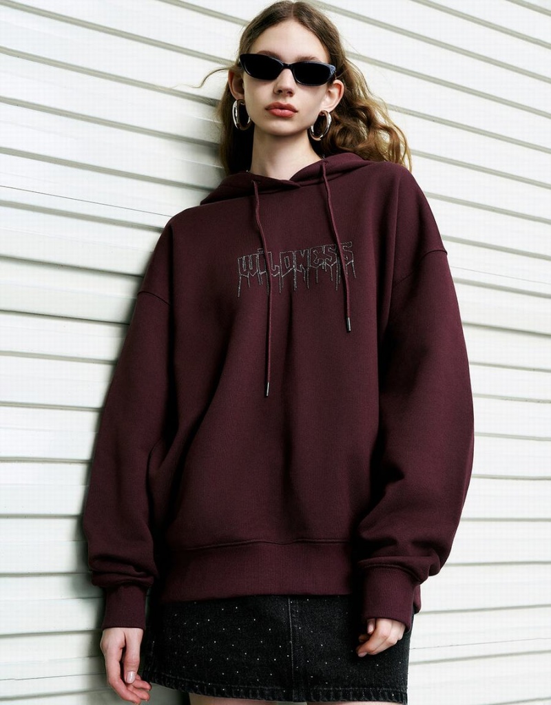 Purple Women\'s Urban Revivo Drop Shoulder Sleeve Hooded Oversized Sweatshirts | VMQ188TE