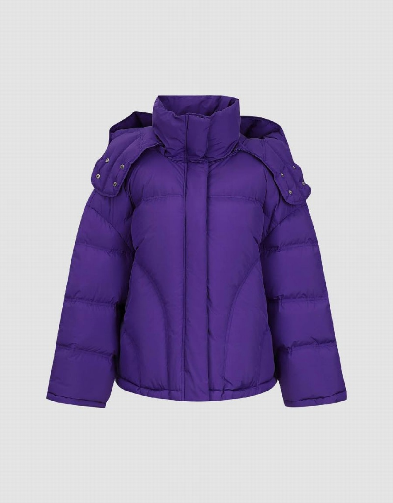 Purple Women's Urban Revivo Drop Shoulder Sleeve Puffer Jacket | KQF7466SP