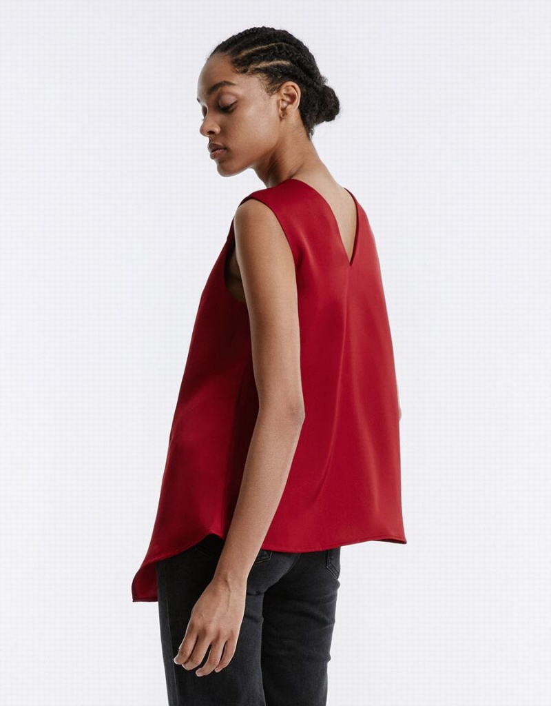 Red Women's Urban Revivo Asymmetrical Hem Blouse | CBD6467QI