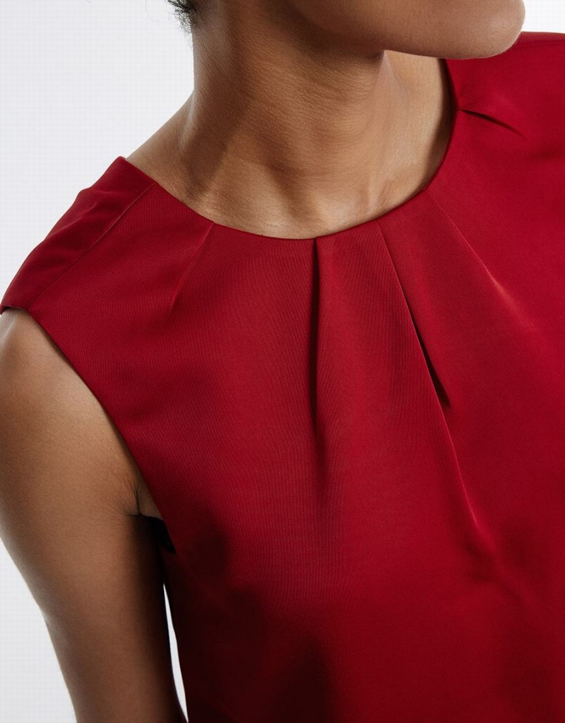 Red Women's Urban Revivo Asymmetrical Hem Blouse | CBD6467QI