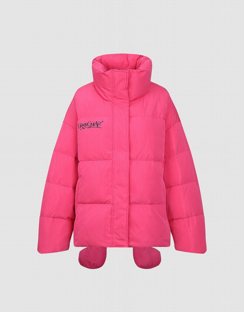 Rose Red Women's Urban Revivo Stand Collar Puffer Jacket | XKE6224PH