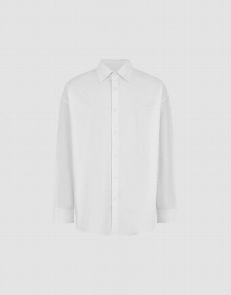 White Men's Urban Revivo Button Up Loose Shirts | SEX6212TZ