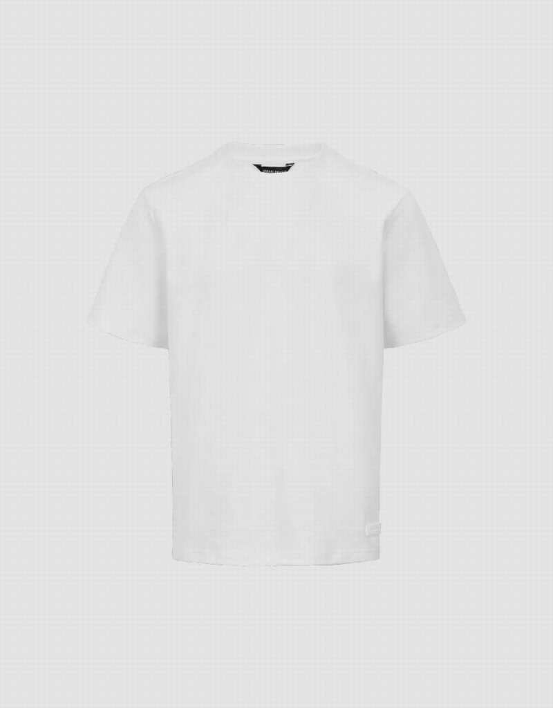 White Men's Urban Revivo Crew Neck Straight T Shirts | MOZ9037NE